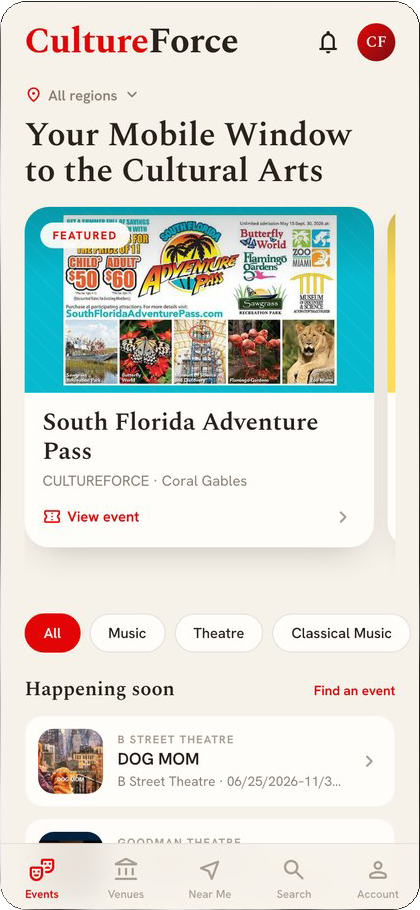 CultureForce — Mobile — event discovery