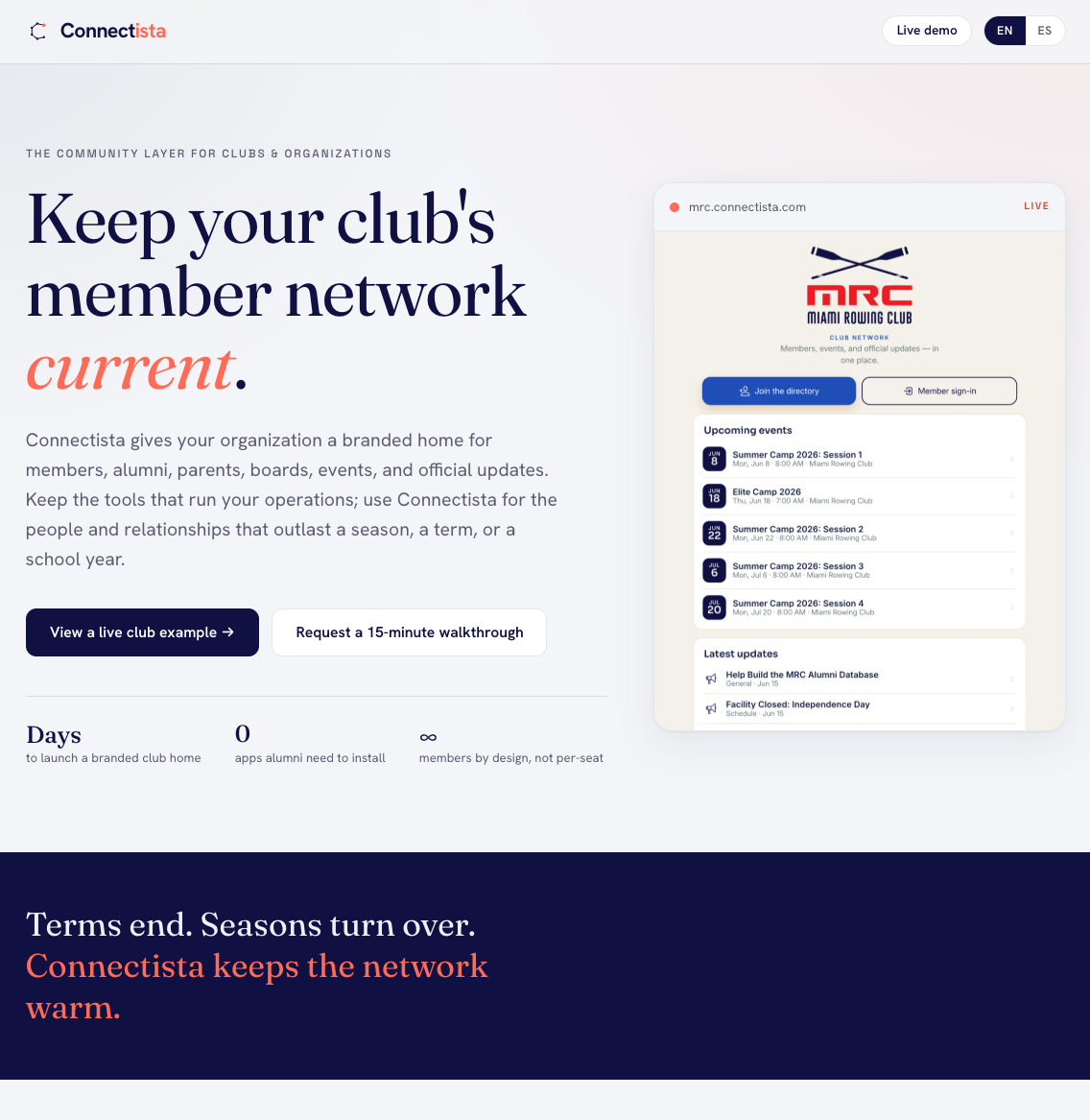 Connectista — Desktop — product landing page