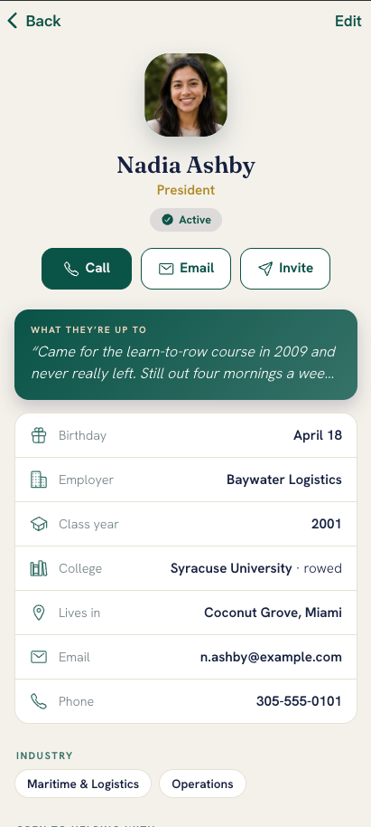 Connectista — Mobile — member profile